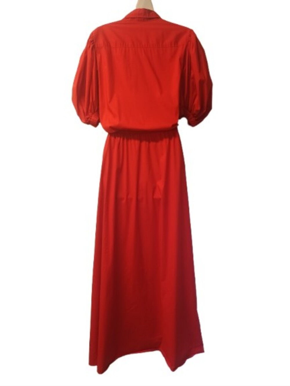 Ralph Lauren Puff Sleeves Midi Red Dress Black Label Size: 14 - Picture 5 of 10